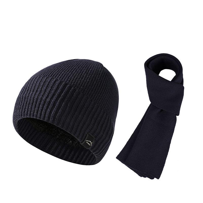 Autumn Winter Warm Suit Outdoor Velvet Thick Windproof Ear Protection Knitted Hat Scarf Two-Piece Set