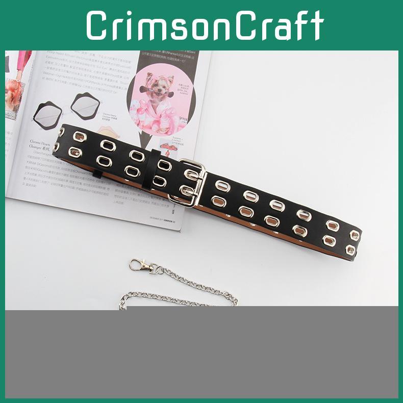 Punk Style Double Row Belt For Denim Jeans And Skirts With Chain Accessory For Fashion Trends