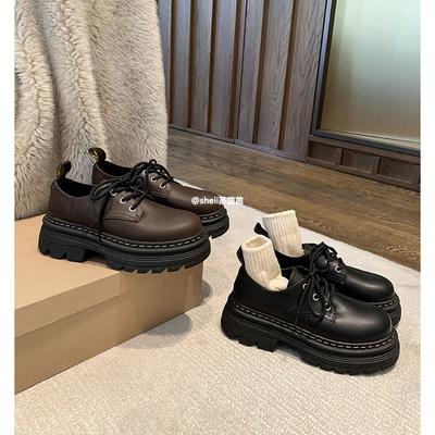 [Shei Su Yinyin] Petit Martin~ Dr décontracté à lacets et à semelle épaisse rehaussante. Derbies petites chaussures en cuir mocassins pour femmes