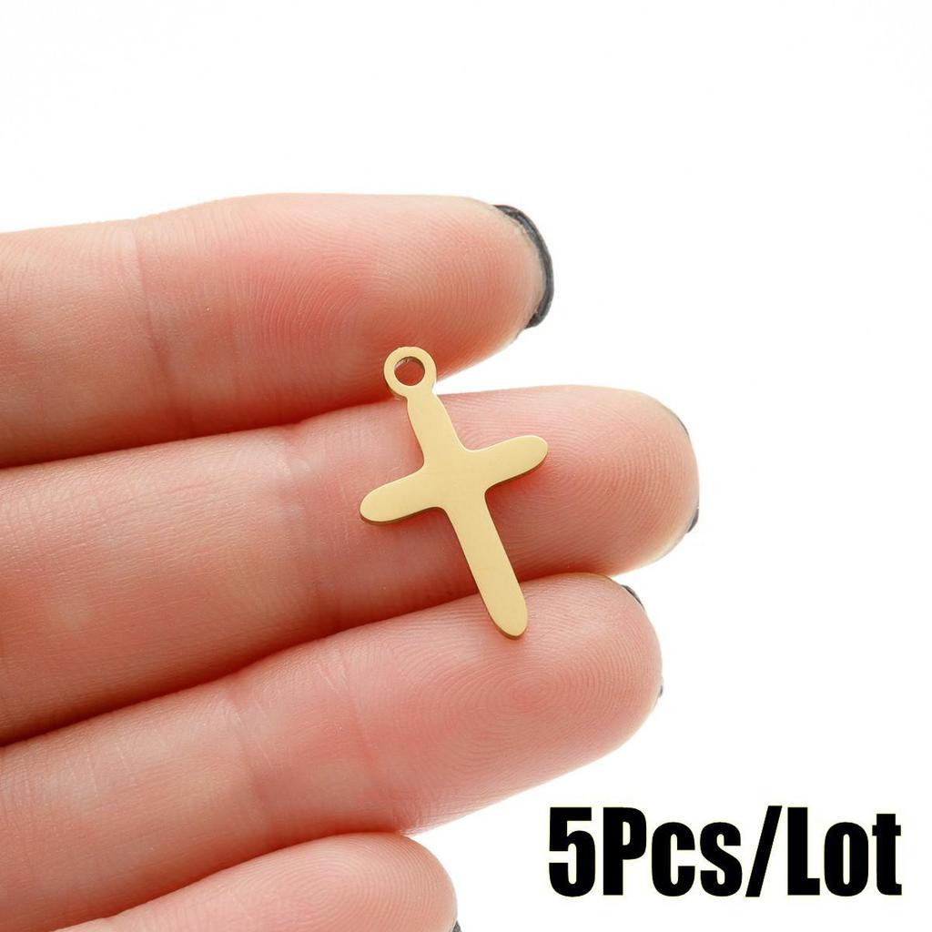 2025 DIY Stainless Steel Cross Pendant Necklace Accessories - 5-Pack