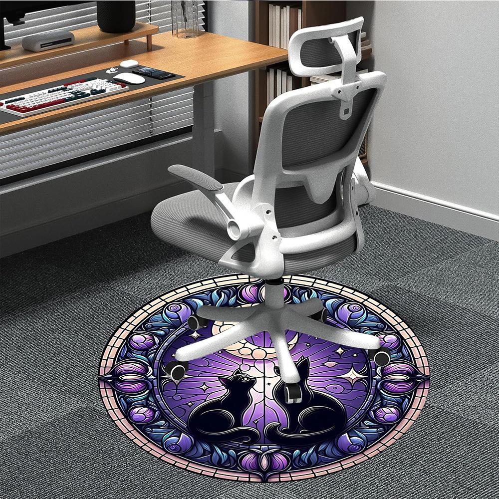 

1PC Stained Cats Art Chair Carpet for Office, Indoor Non-Slip Washable Carpet, Soft Comfortable Mat For Office Room yy250930308 80cm by 80cm
