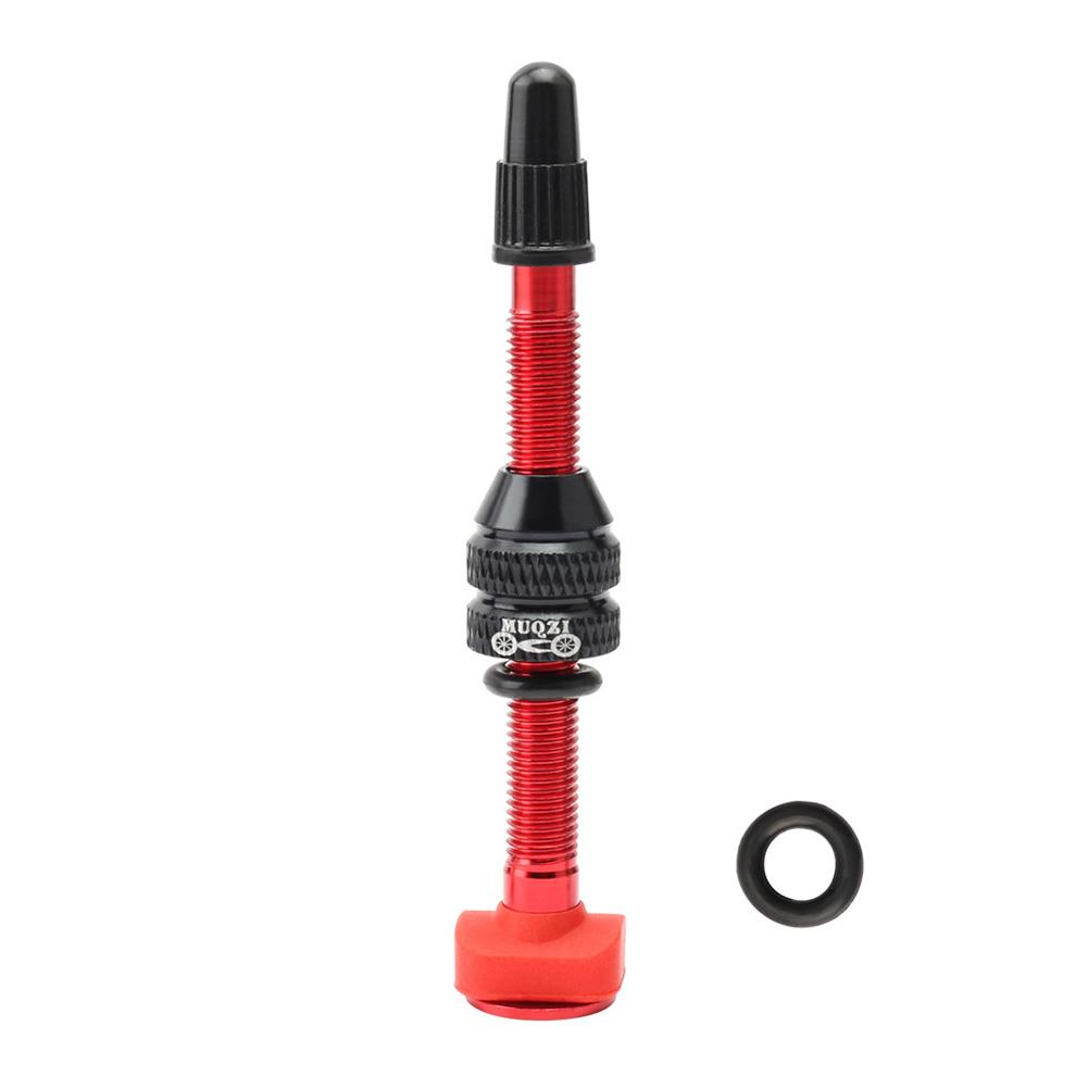 Premium Alloy Tubeless Bicycle Valve Stem with Large Lock Nut and Plastic Cap for Road and Mountain Bikes 40mm 60mm Lengths
