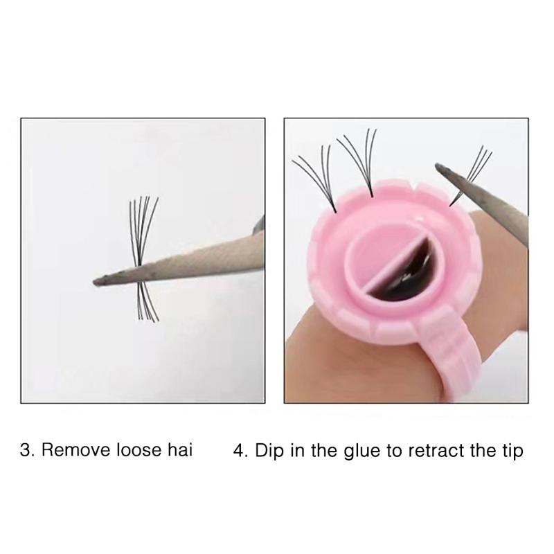 100Pcs Heart Eyelash Extension Glue Ring Holder Grafting Eye Lash Fans Flowering Cup Pigment Container Makeup Beauty Tools