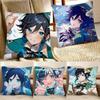 1pc Anime Genshin Impact Game Barbatos Venti Pillow Case Fashion Square Pillowcase Bedroom Sofa Room Ins Decoration Leisure