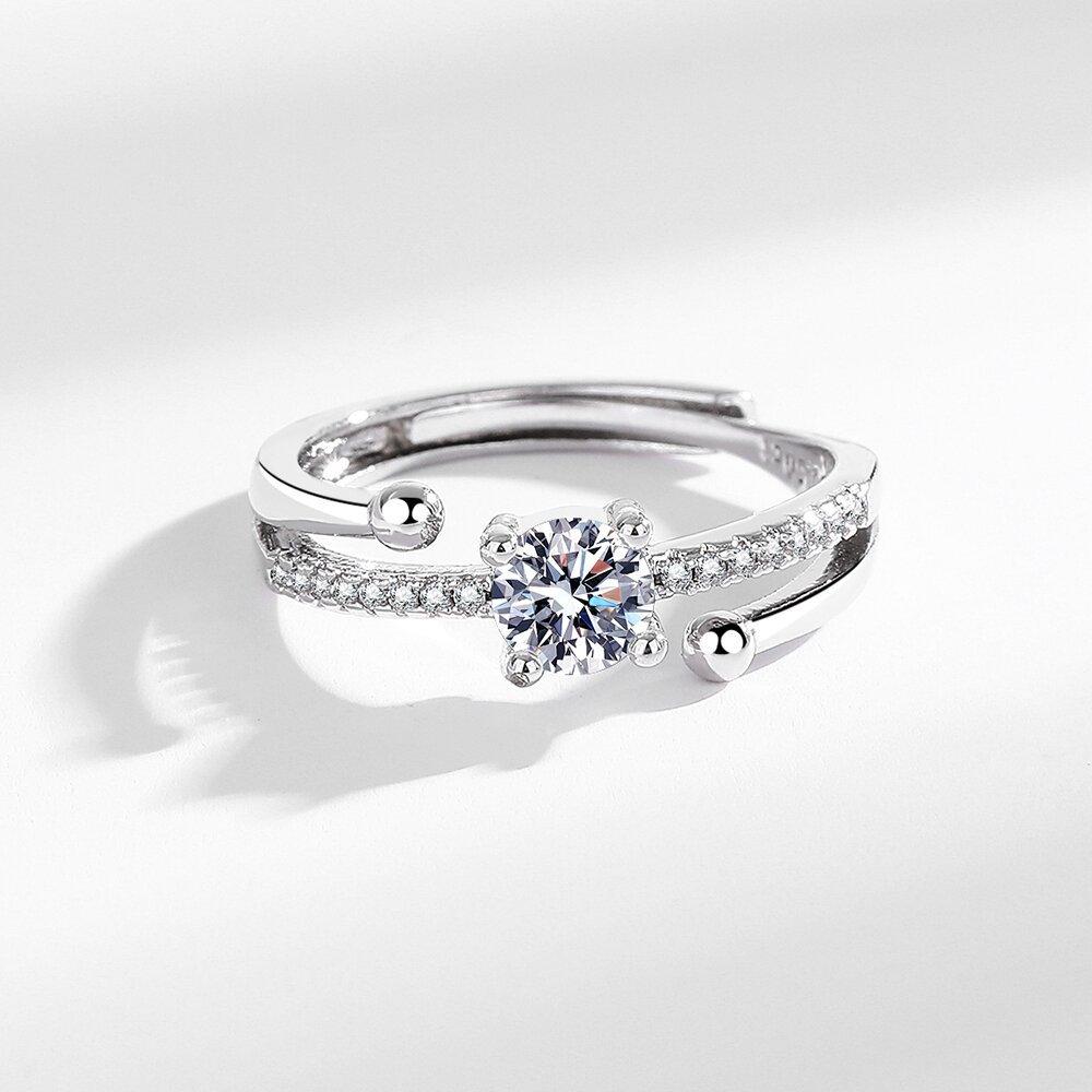 925 Sterling Silver Niche Light Luxury Design Simple Zircon Ring Birthday Party Anniversary Gift Women's Daily Wear