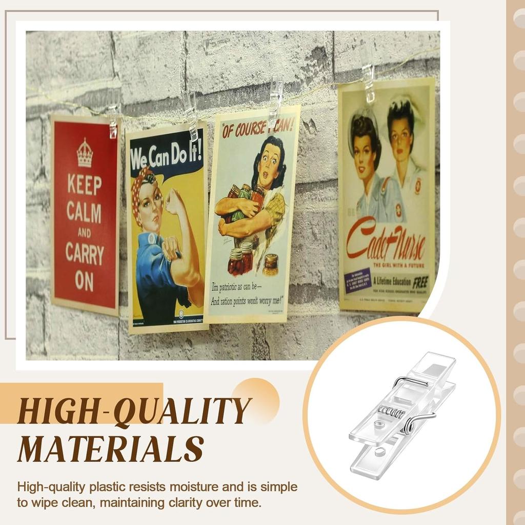 200 Pcs Mini Clothesp Plastic Clear Clips Tiny Photo Clips Multi-Function Small Clothesp for Hanging String Fairy Lights Picture Photo Paper Binder