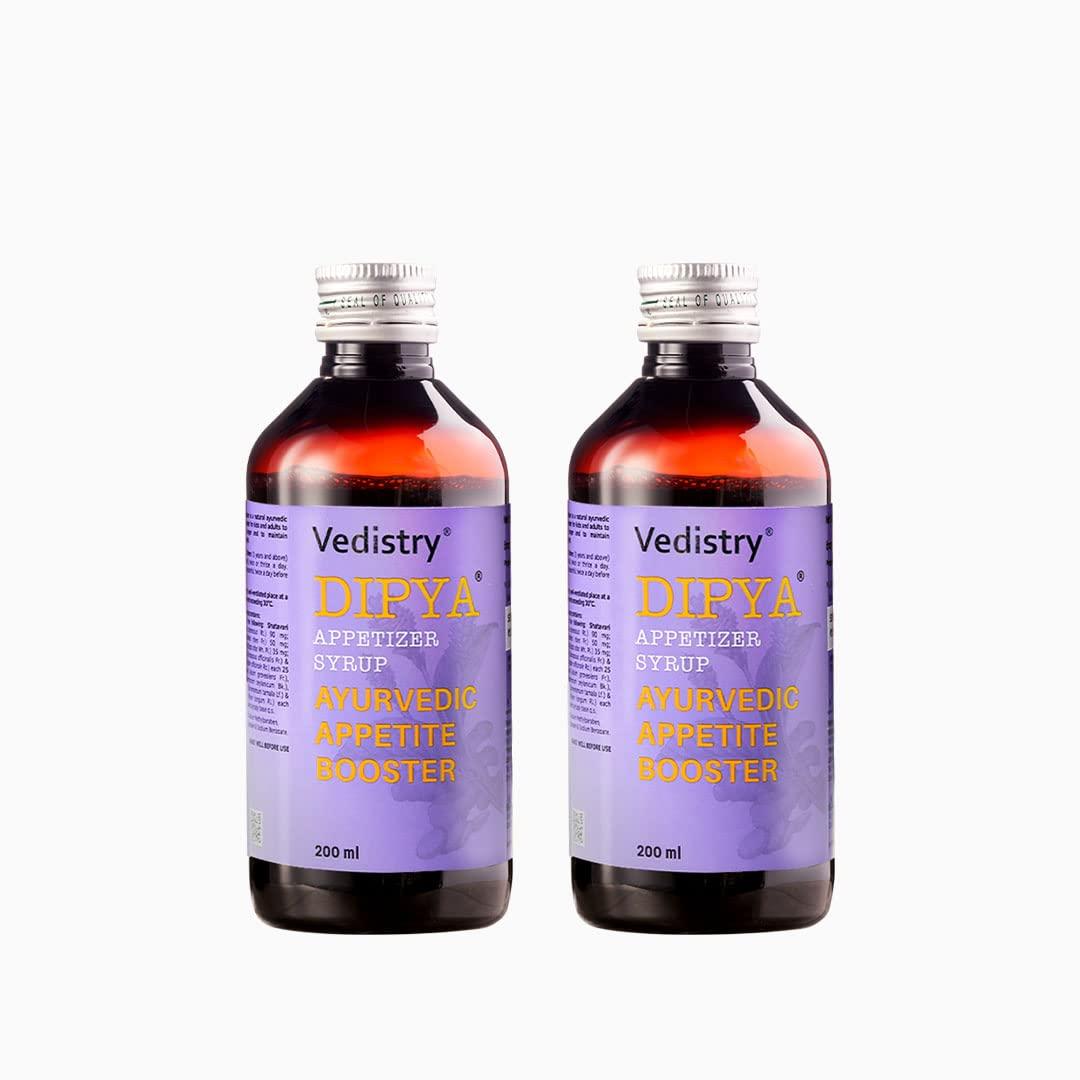 

Vedistry Dipya Appetizer Syrup 200ml X Pack of 2 | Natural Ayurvedic Digestion & Appetite Booster for Kids Adults