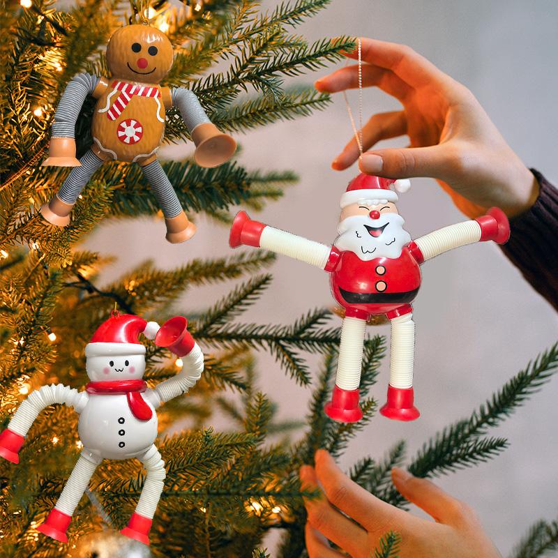 Christmas Extendable Santa Claus Snowman Pendants Christmas Decoration for Home Xmas Tree Hanging Ornaments New Year Kids Gifts