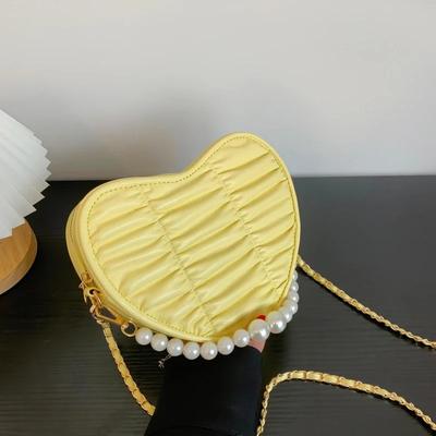Sewing Thread Love Shape Pleats Zipper Fashion Women's Shoulder Bags  Versatile Style New PU Hot Sale Crossbody Bags
