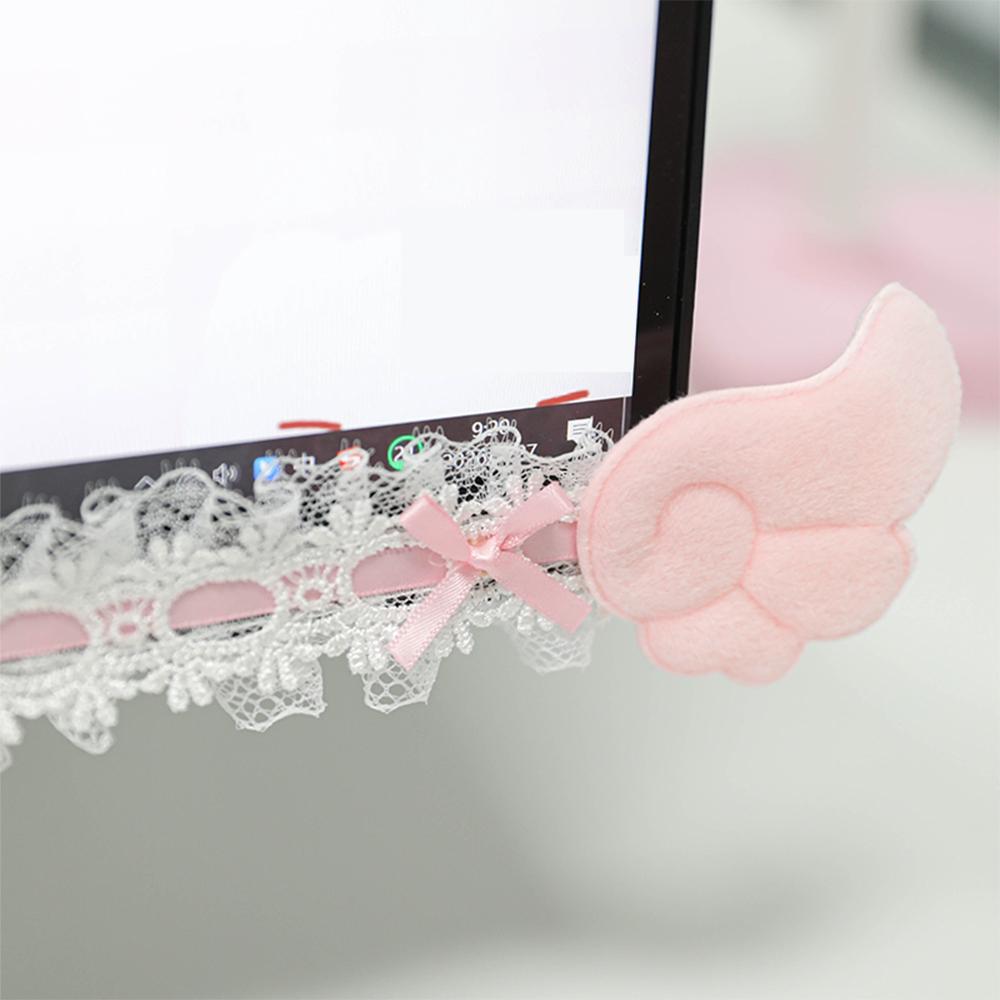 

Bow Lace Cute Table Screen Decorative Computer Monitor Decorative Stickers Gaming Room Frame Display Screen Decorative Ornaments 24 inch