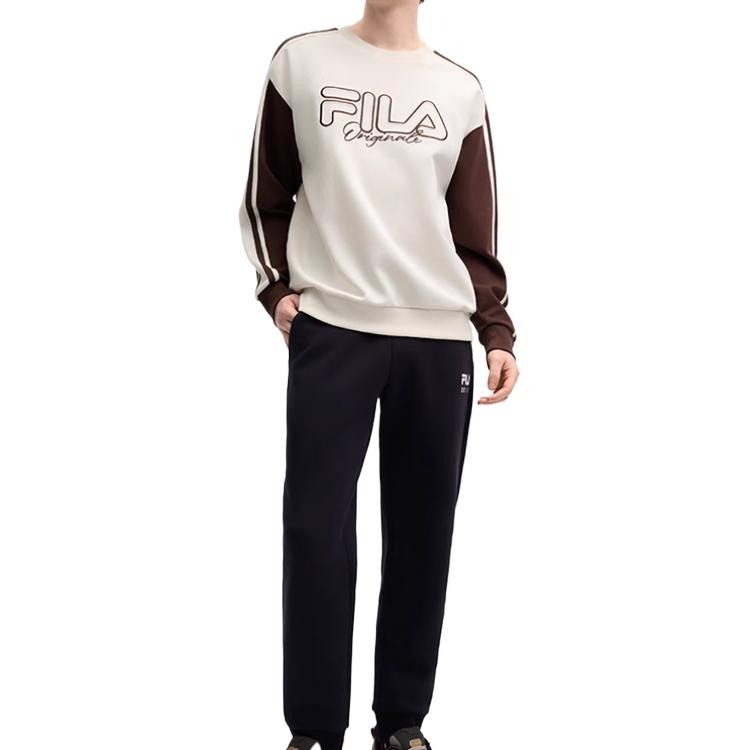 Fila Original Comfortable Skin-Friendly Casual Warm Color Block Sweatshirt Men Sweatshirt Cloud-White F11M519202F-WT