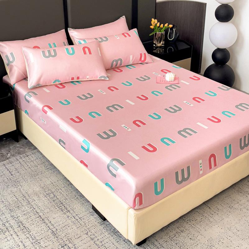 Saltea nouă imprimată din mătase de gheață, covoraș din mătase de gheață, husă protectoare de saltea antiderapantă, covoraș moale pentru aer condiționat de vară, saltea