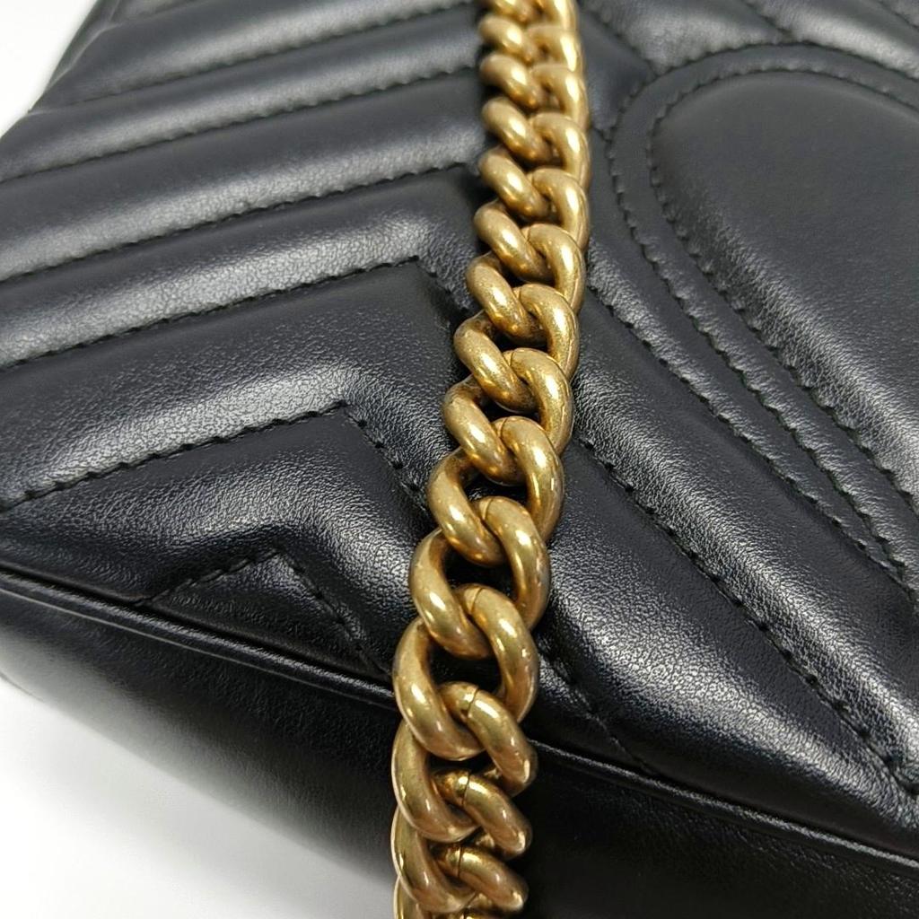 [Pre-Owned] Gucci GG Marmont Small Matelassé Shoulder Bag 'Black' - Very Good #5VX2O9