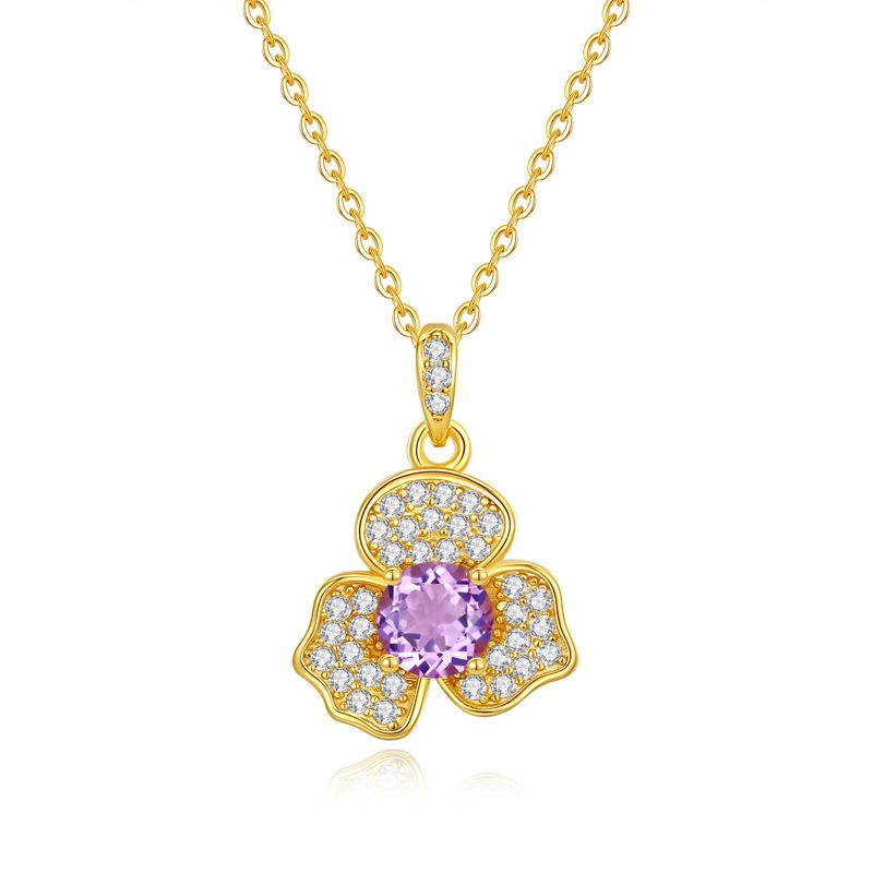 

Natural stone flower pendant s925 sterling silver necklace women s fashion versatile high-end design jewelry fashion accessories gift 925 silver