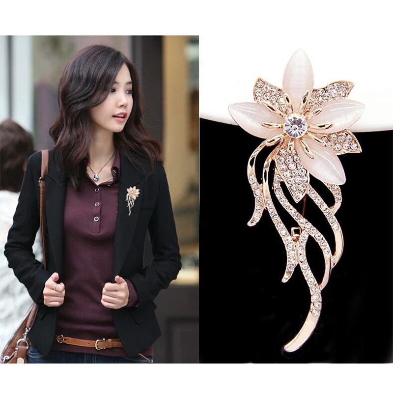 Fashion Flower Brooch For Women Rhinestone Brooch Jewelry Opal Brooch Pins Jewelry Girl Gift
