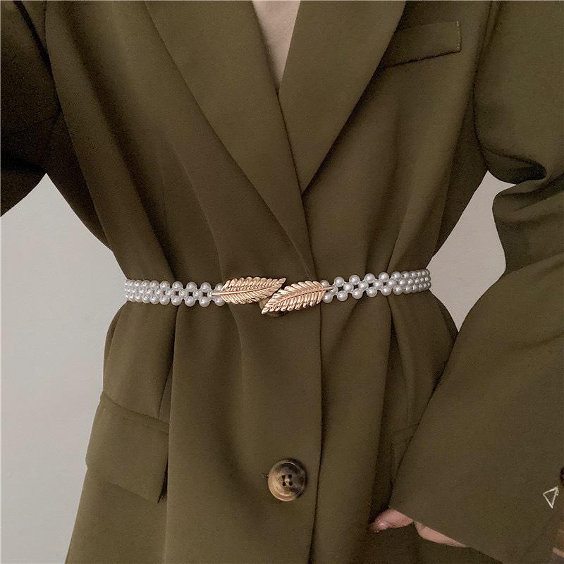 Women's Korean Style Pearl Waist Belt - Elegant, Versatile, Thin Elastic Chain with 22 Sweet Designs