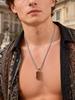 Small Dogtag Tiger Eye Stone Necklace for Men,Stainless Steel Silver Color Natural Stone Pendant,Punk Biker Jewelry Gift