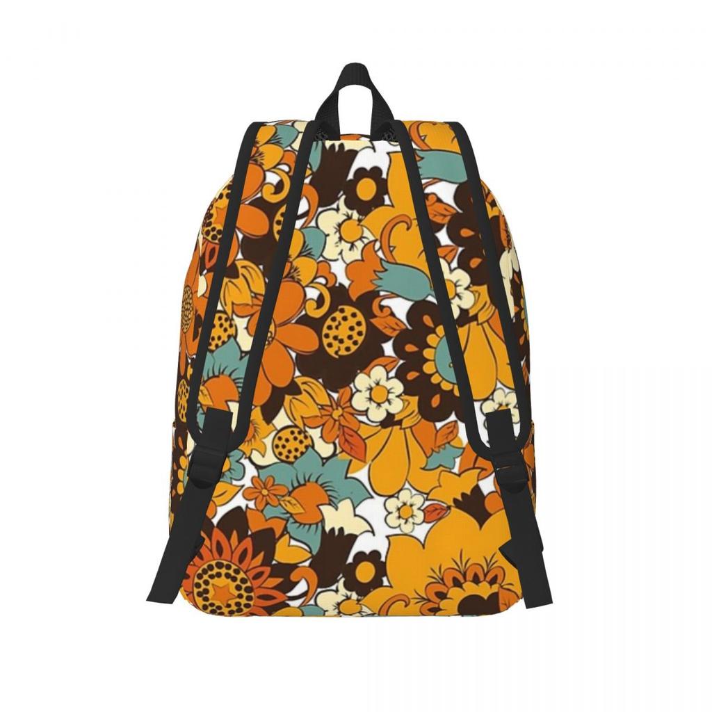 70s 60s Retro Flower Power, Floral Pattern Backpack Hot Sale Daypack Large Capacity BookBag School Bag Shoulder Bags Men Women