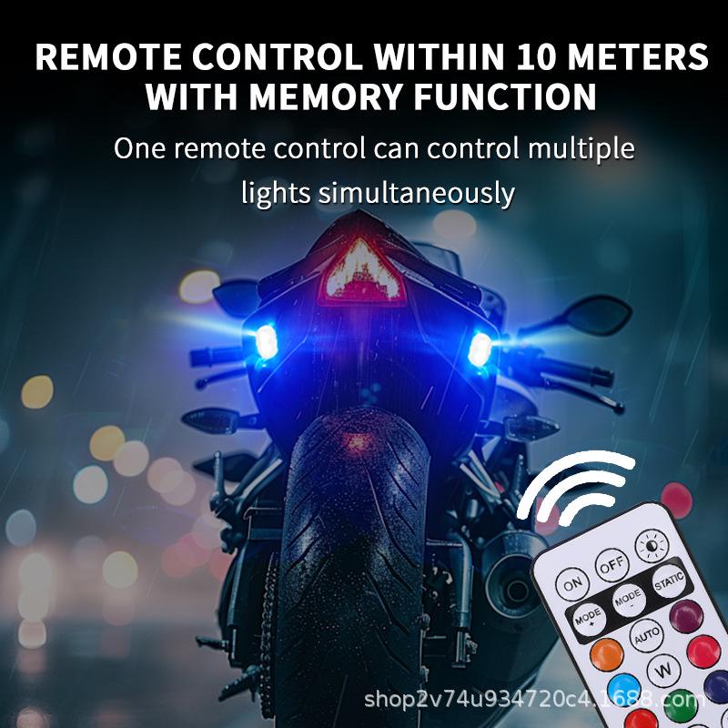 Universal Eight-Color Wireless Remote Control Navigation and Warning Light for Drones and Motorcycles