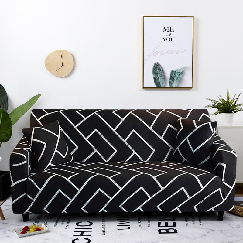 Stretch Sofa Cover Geometry  For Living Room Furniture Protector Couch Cover With Elastic Bottom Sofa Slipcovers For Pets, Kids