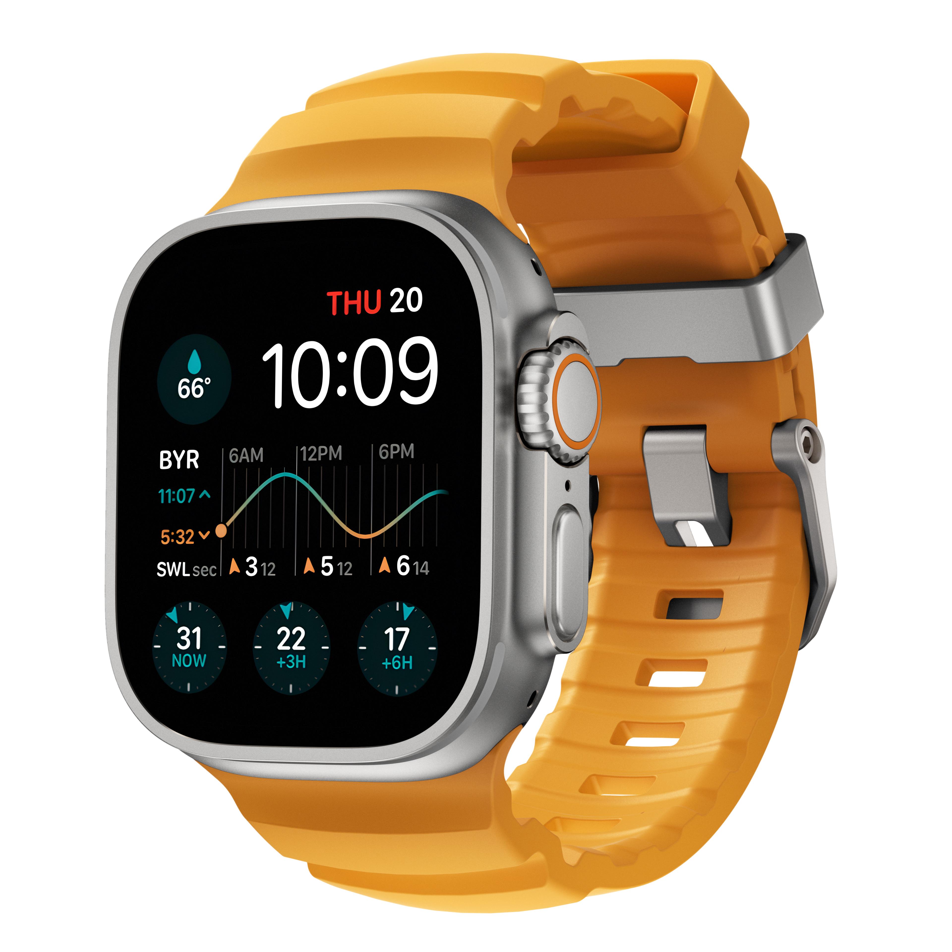 Pasek Nomad Rocky Point Band do Apple Watch 46mm/49mm z włóknem szklanym i tytanem (Słońce, Naturalne Okucia) black