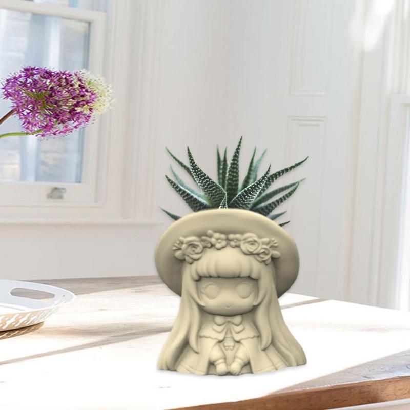 Durable Silicone Mold Exploy Casting Mould Girl Shaped Succulent Planter Molds Clay Molds for DIY Making Resin Flowerpot