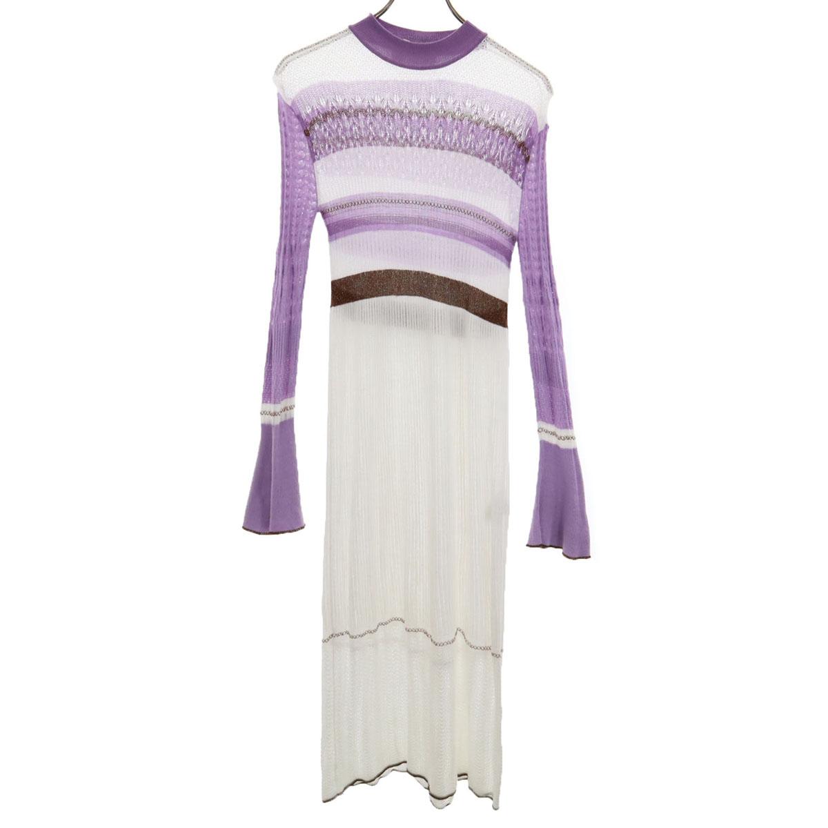 

mame kurogouchi Сделано в Японии Вязаное платье-миди с длинным рукавом из смесового шелка 1 Женский Б/у