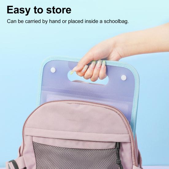 Expanding File Folder A4 13 Compartment Translucent File Case with Handle Waterproof Document Organizer Student Test Papers School Supplies