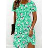 Summer Casual Outfit Featuring a Dress with a Floral Pattern In Green And Pink And White
