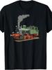 Dampflokomotive T-Shirt - Vintage Eisenbahn & Gleise Grafik, Lässiges Rundhals-T-Shirt für Zugliebhaber, Maschinenwaschbares Schwarzes Shirt NEUE Mode