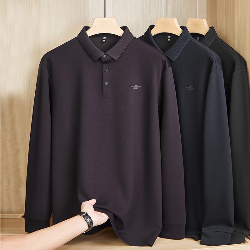 DiBinZe Plus Size Wool-Blend Long-Sleeve Polo Shirt