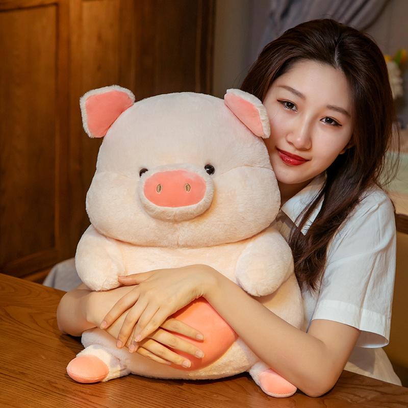 25/35/45cm Pink Doll Stuffed Sitting Lovely Pig Plush Toy Say Love Valentines' Day Present