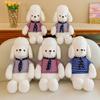 Tie Bow Poodle With Striped Clothes Plush Toy Cartoon Stuffed Doll Gift Kids