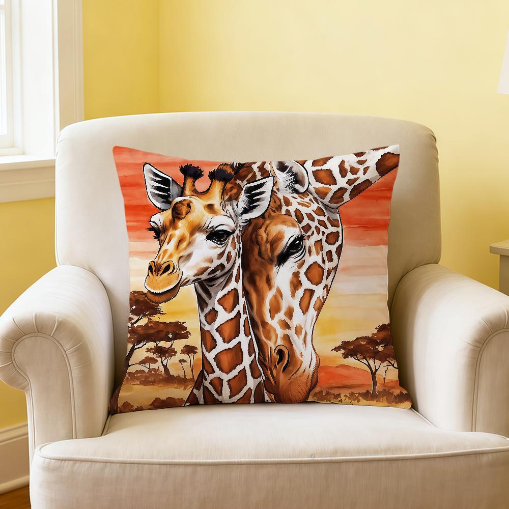 Giraffe Cartoon Fashion Cute Art soft Comfortable Pillow Case for Sofa Living Room Home office Decor Protective Covers