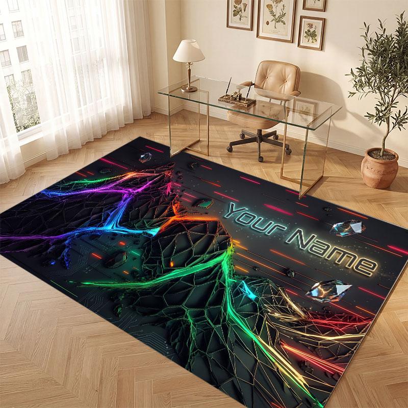 Skull Gothic Theme Crystal Velvet Floor Rug Personalized Custom Name Text Warm Carpet Home Decoration