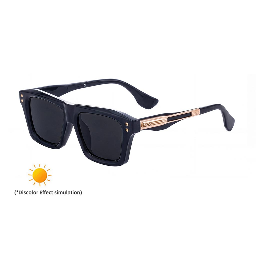 New European and American fashion box color-changing sunglasses men's retro personalized outdoor driving sunglasses men