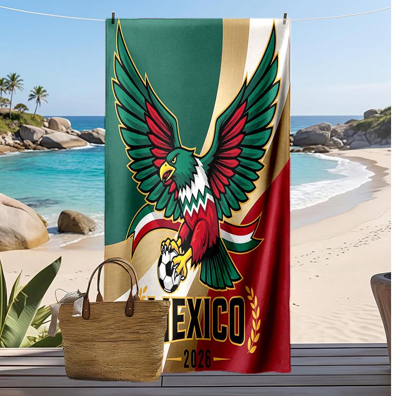 Asciugamano da Spiaggia Stampa Calcio Messico Asciugatura Rapida Super Assorbente Morbido Asciugamano da Bagno per Nuoto Spiaggia Viaggio Souvenir Regalo