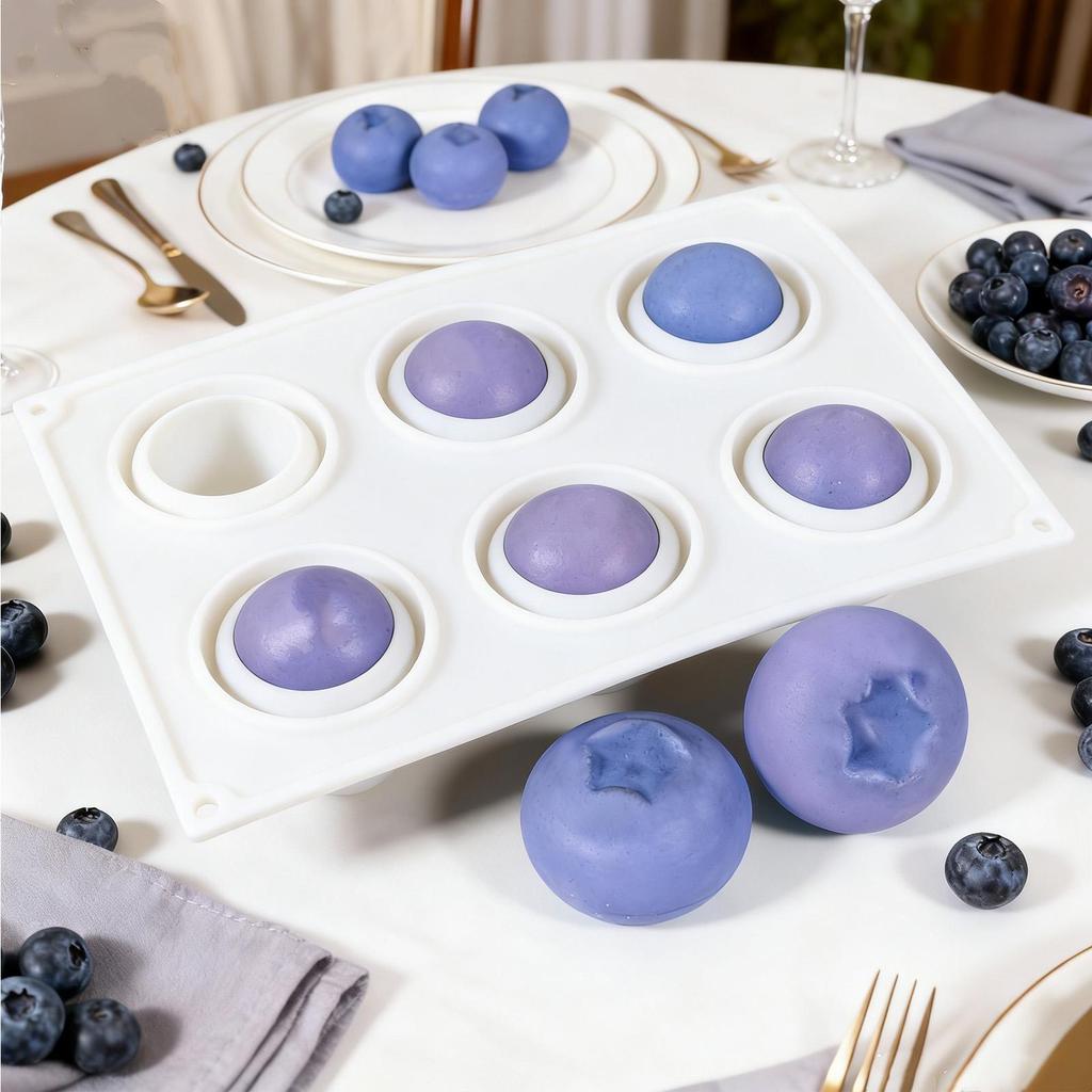 Silicone Mold 6-Cell Blueberry Mousse Baking Pan  Fruit Mousse Mould Silicone Cake Mold Chocolate Mold Dessert Baking Tools