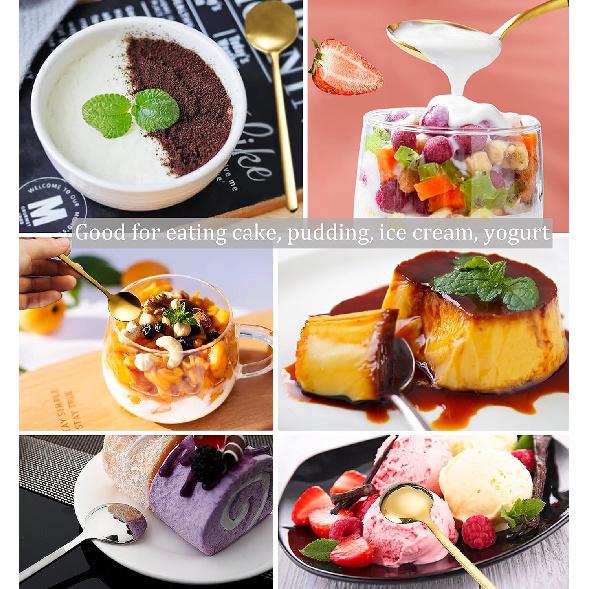 9 PCS Coffee Spoons Espresso Teaspoon, PBIEHSR Stainless Steel Two Different Lengths Tea Spoon for Stirring Coffee Bar Accessories (Gold)