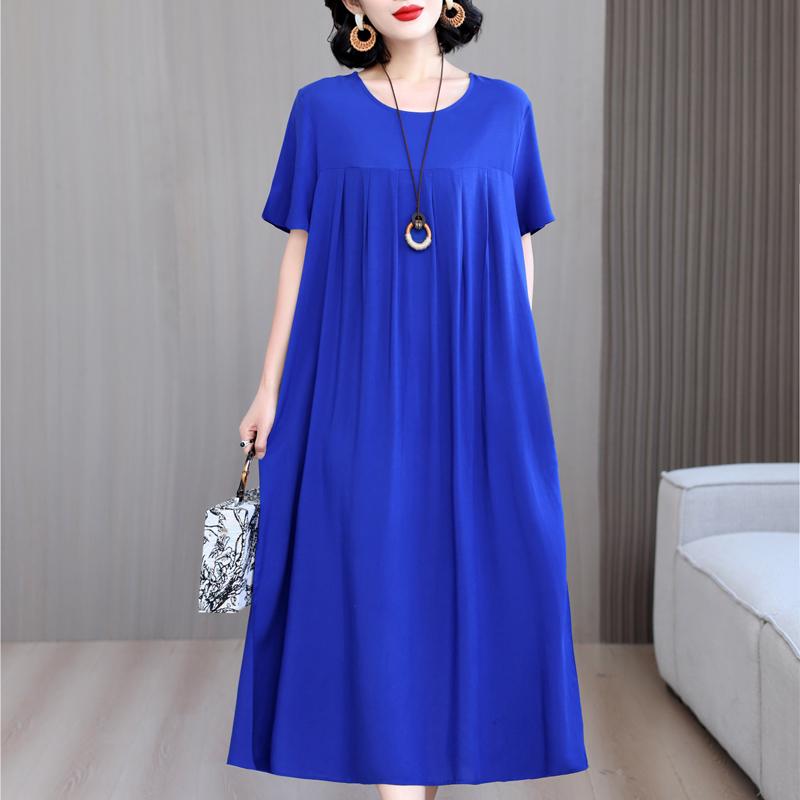 Women's Loose Dresses Elegant Plus Size Short Sleeve Casual Summer Oversize Long Dress Female Vintage Clothes