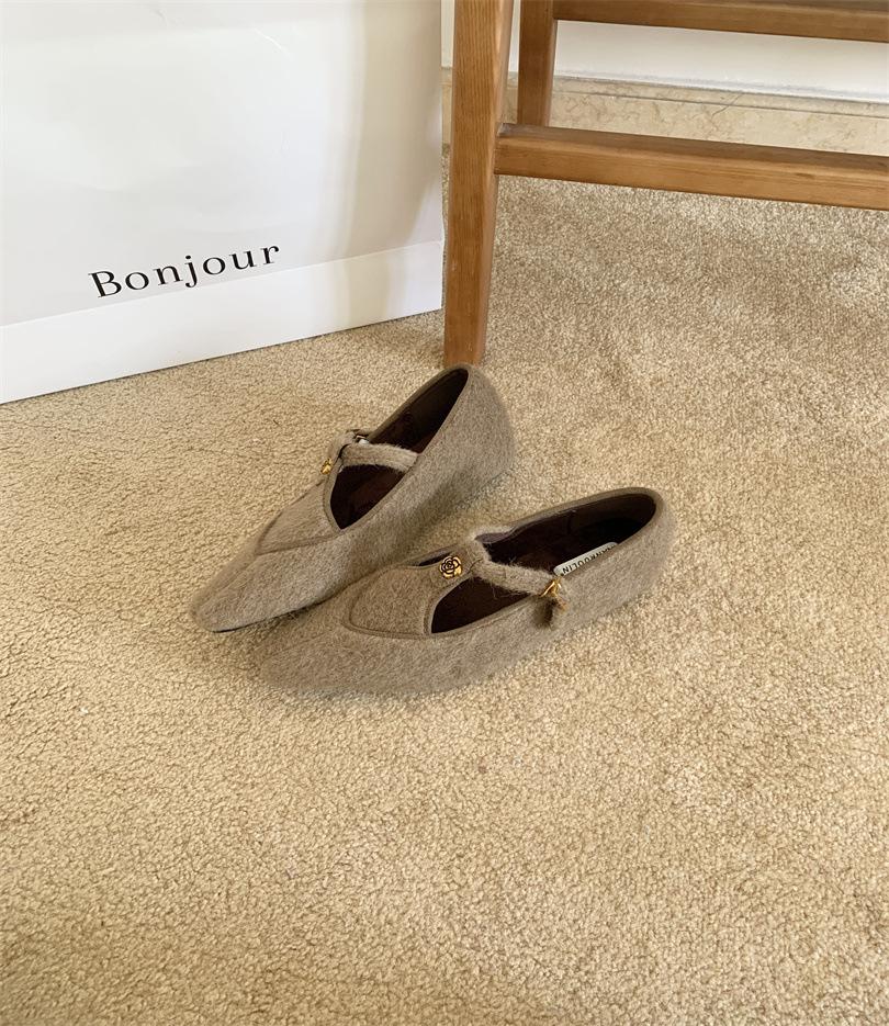 French low-heeled gray single shoes with skirt evening shoes women's shoes 2025 early autumn square head Mary Jane