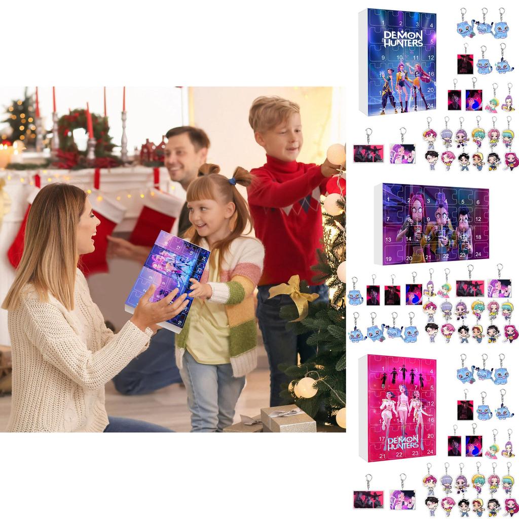 Kpop Demon Hunters Christmas Calendar Acrylic Keychain With Hanging Ornament For Fans And Collectors