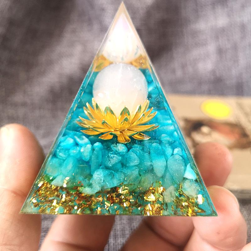 New 6cm Crystal Crushed Stone Pyramid - Creative Handmade Home Decor Craft Color Box Packaging [5cm]