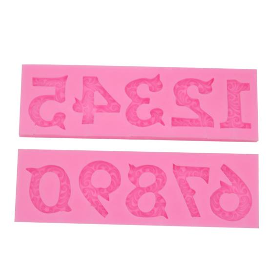 2Pcs Silicone Mold Set Non-stick Muffin Fondant Cake Chocolate Mold Heat-resistant 3D Number Shape 0-9 Numbers Embossing Baking Molds