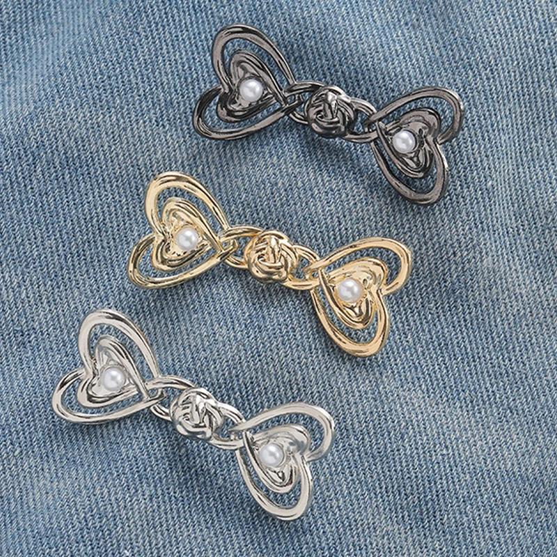 

Heart Skirt Pants Tighten Waist Brooches Jeans Adjustable Waist Clip Buckle No Sewing Required Jeans Button Clothing Accessories 1pc