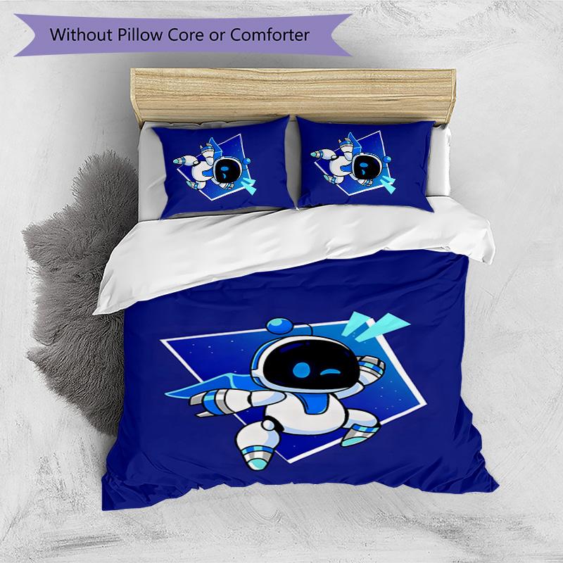 Astro Bot Printed 3PCS Bedding Set Soft Breathable Duvet Cover Pillowcases Set Washable Bedroom Decor Home Gift