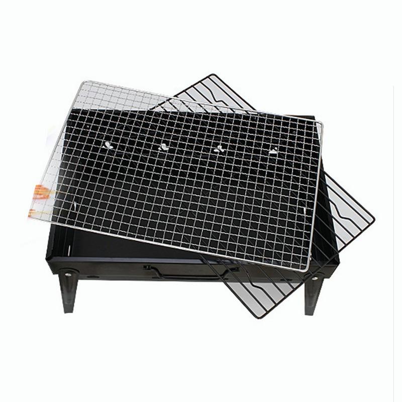 Grande barbecue pieghevole portatile nero, griglia per barbecue, barbecue da esterno, carbone, viaggio, picnic