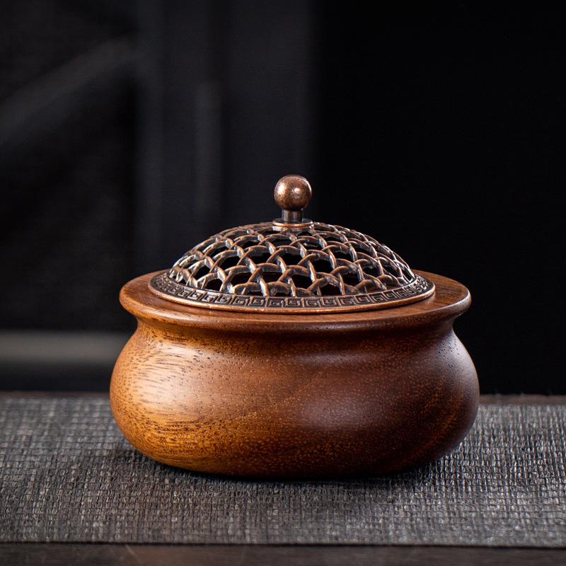 Walnut Wood Incense Burner & Aroma Diffuser for Indoor Use
