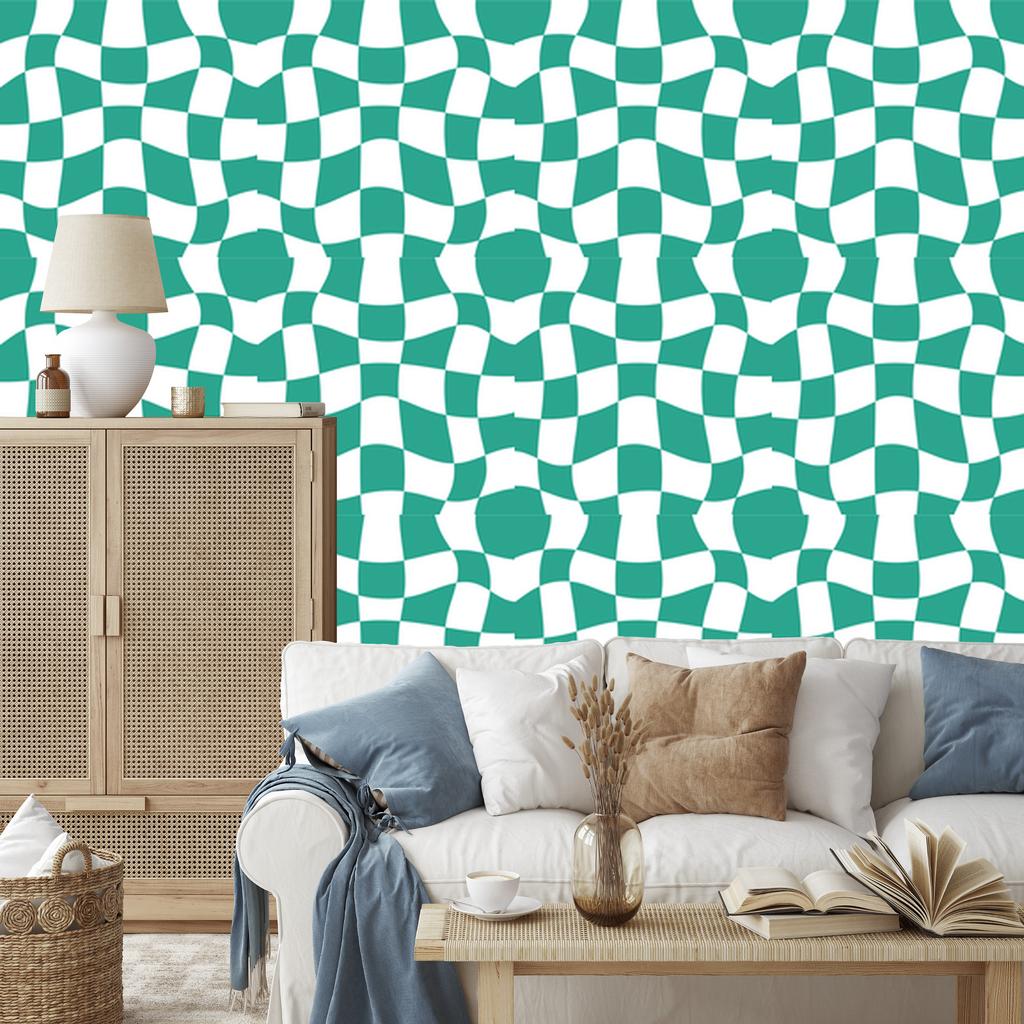 Casual Checkerboard Wallpaper for Living Room and Bedroom 50x1000