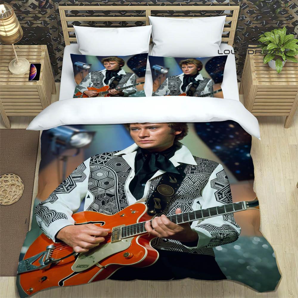 3D Johnny Hallyday bedruckte Bettwäsche-Sets exquisites Bettwaren-Set Bettbezug Steppbett-Set Bettwäsche-Set Luxus Geburtstagsgeschenk